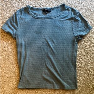 Lulu's Blue Pointelle Short Sleeve Top